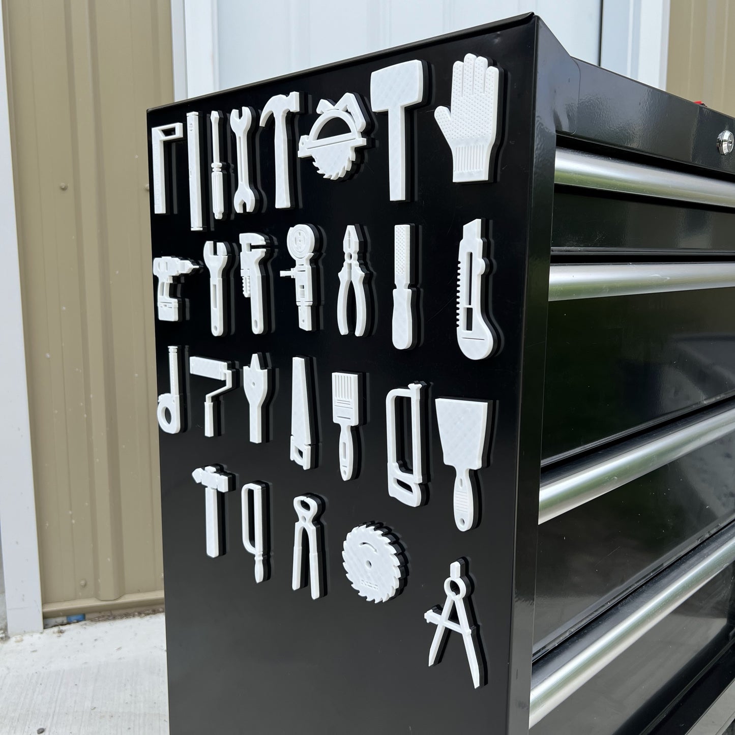 Ensemble d'icônes d'outils Mega - Badges magnétiques à double couche pour boîte à outils - Plusieurs couleurs disponibles