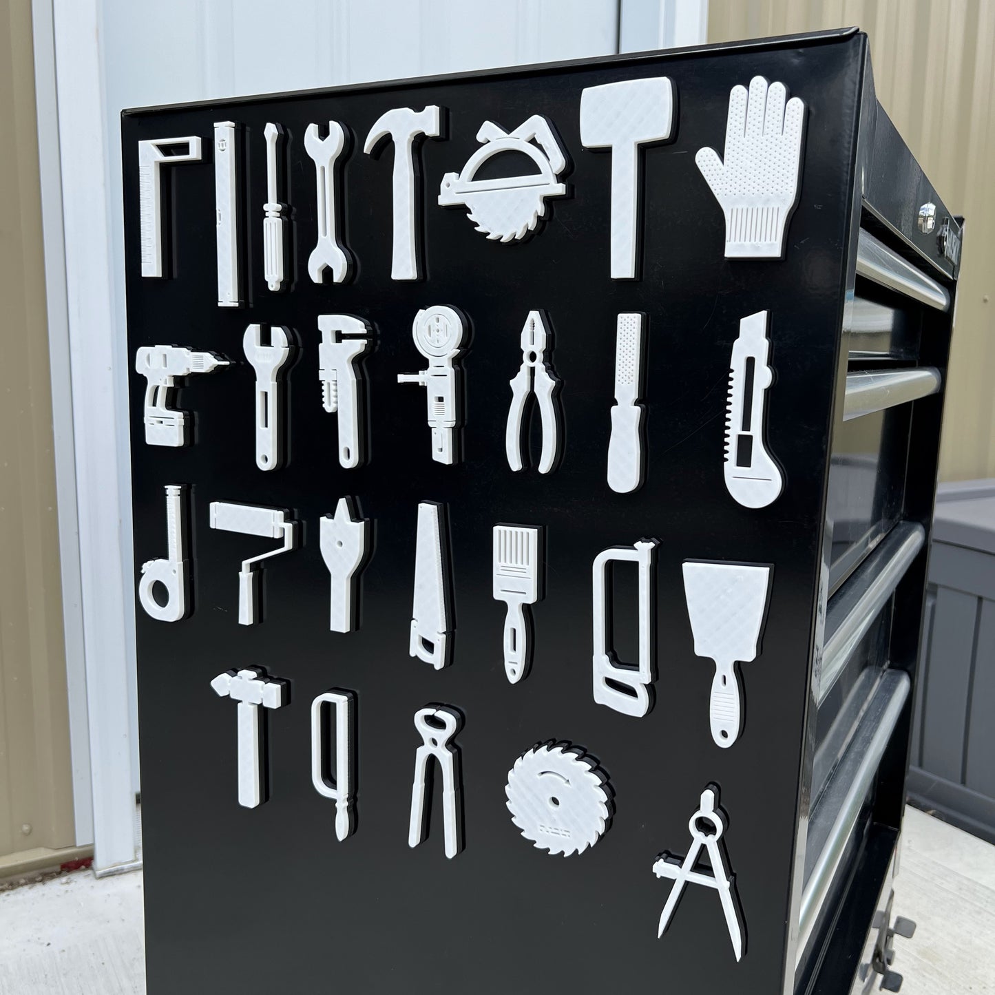 Ensemble d'icônes d'outils Mega - Badges magnétiques à double couche pour boîte à outils - Plusieurs couleurs disponibles