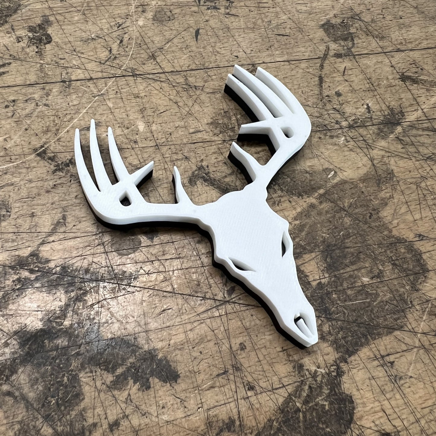 Emblème de boîte à outils personnalisé - Crâne de cerf - Une seule couche - Plusieurs choix de couleurs