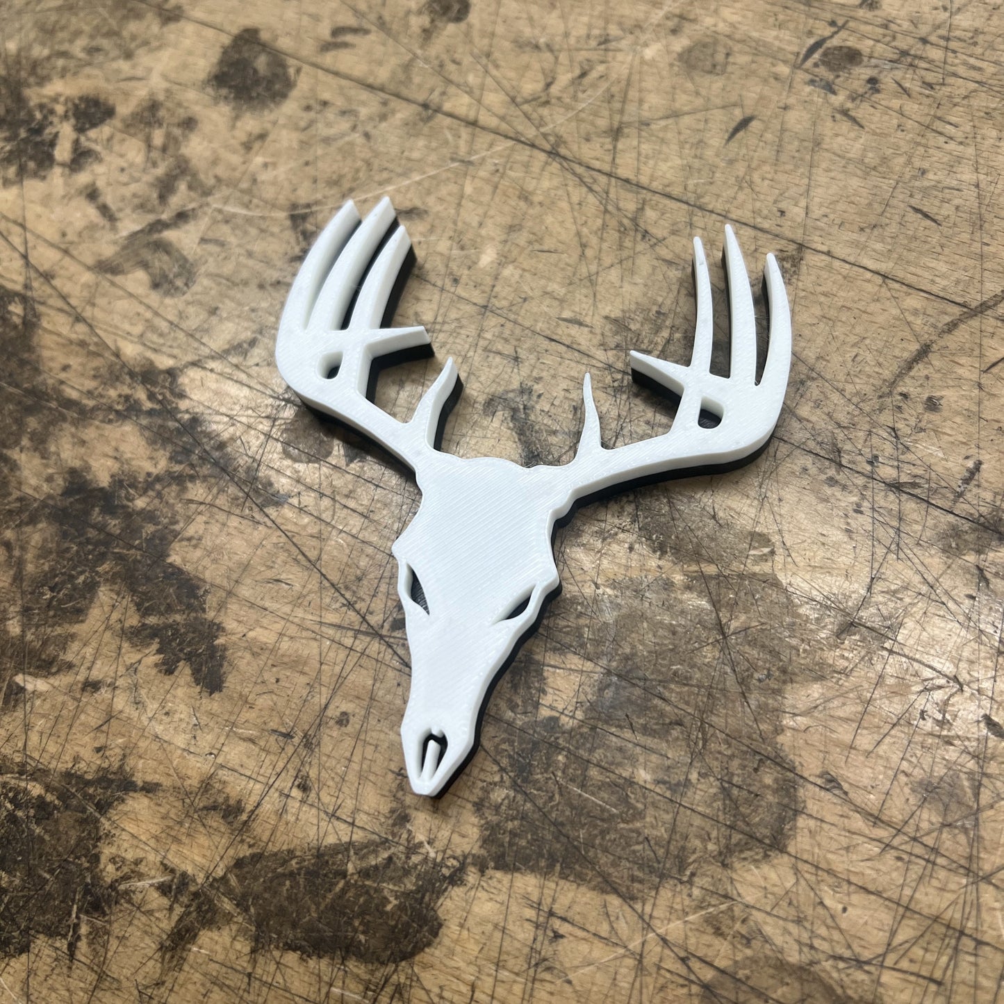 Emblème de boîte à outils personnalisé - Crâne de cerf - Une seule couche - Plusieurs choix de couleurs