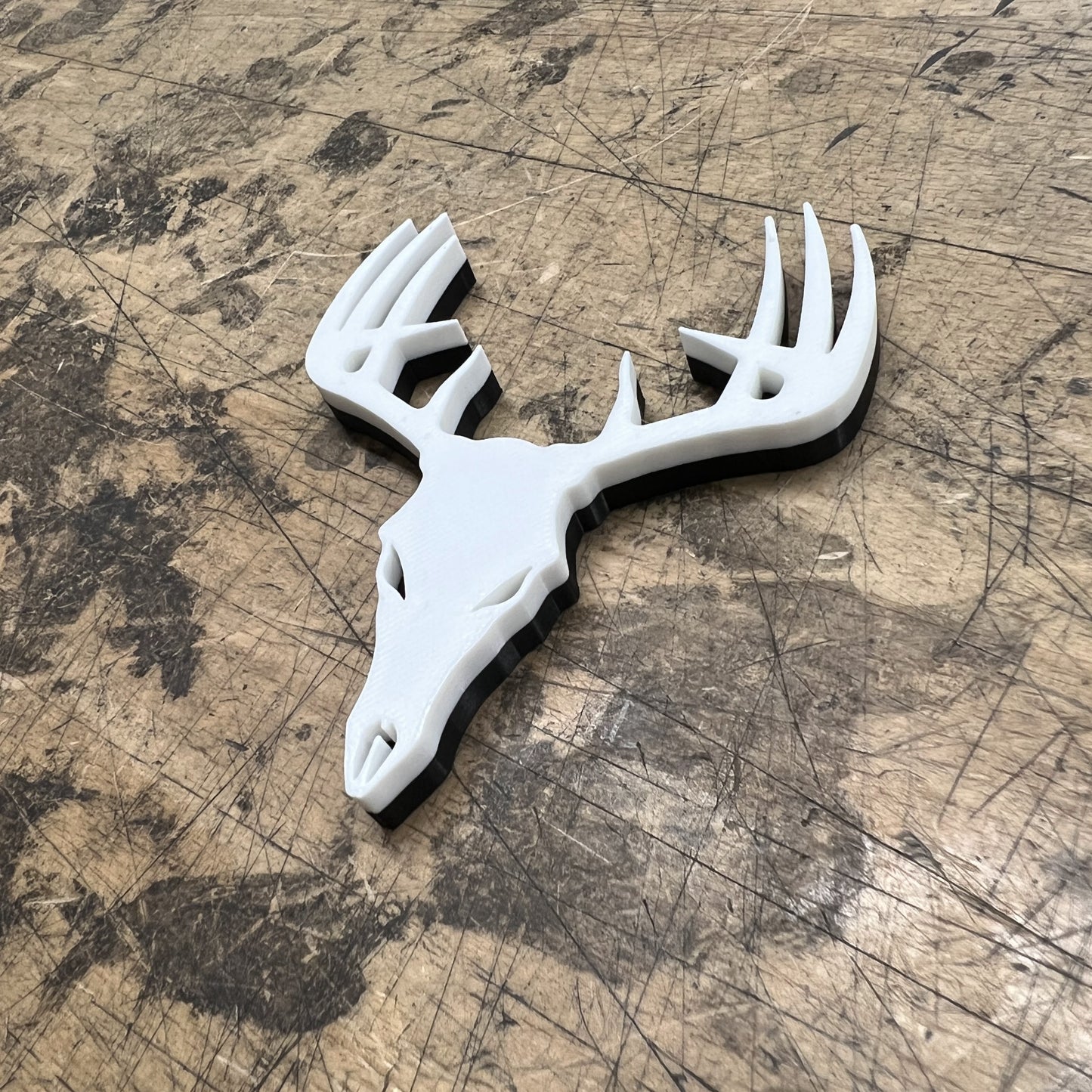 Emblème de boîte à outils personnalisé - Crâne de cerf - Une seule couche - Plusieurs choix de couleurs