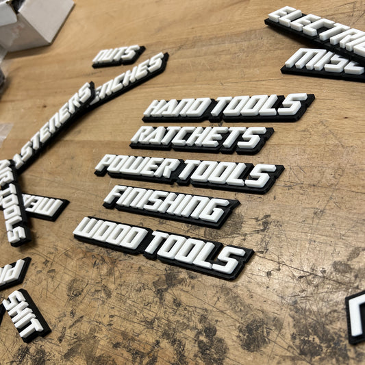 Emblèmes de tiroir de boîte à outils personnalisés - PERSONNALISÉ 5 - Tapez le vôtre - Police Moto