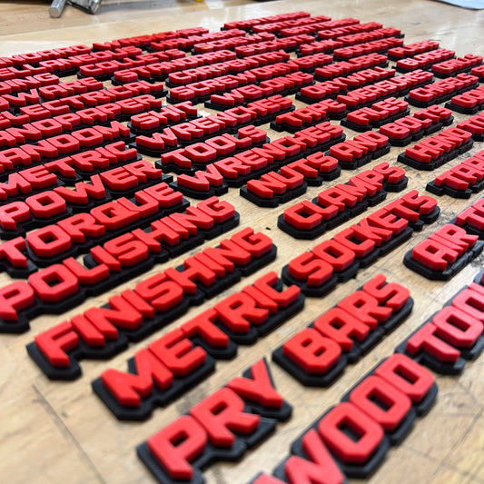 Toolbox Badges - Choice of 10 - Multiple Color Choices - Sharp Font