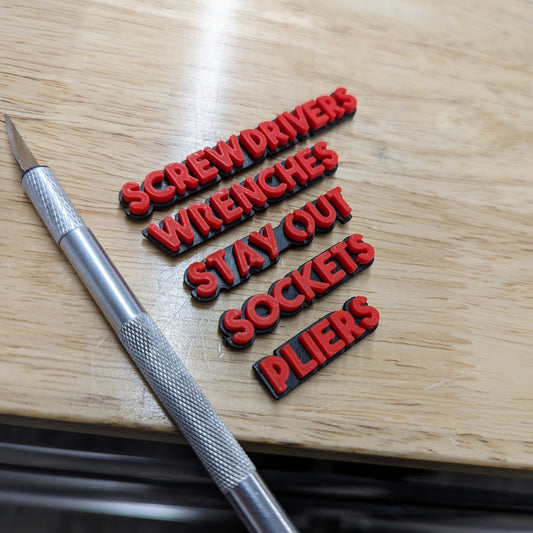 Bold Mini Toolbox Label Sample Set - 5pcs - Multiple Color Choices