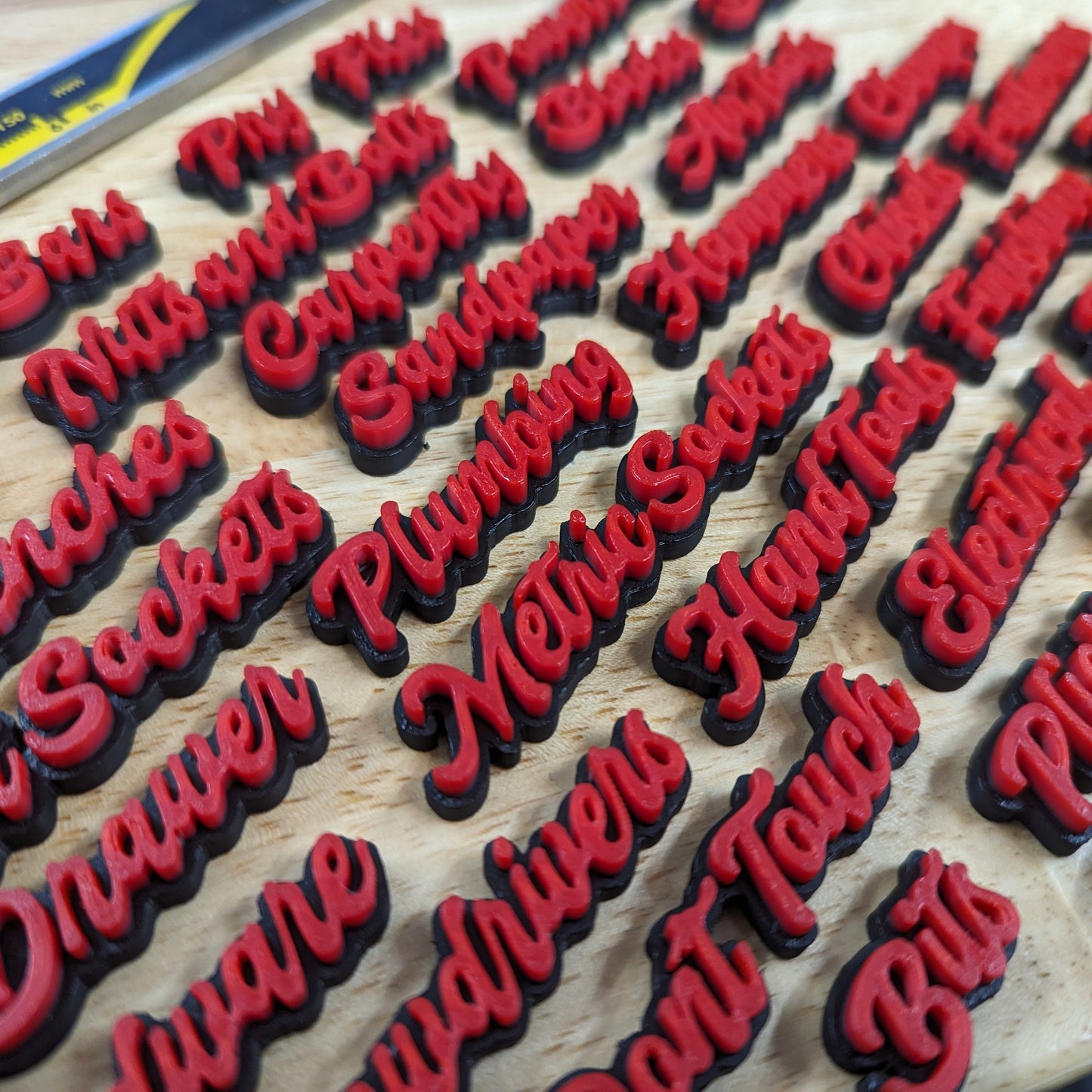 Ensemble d'étiquettes pour boîte à outils Script Mini - 42 pièces - Économique - Plusieurs choix de couleurs