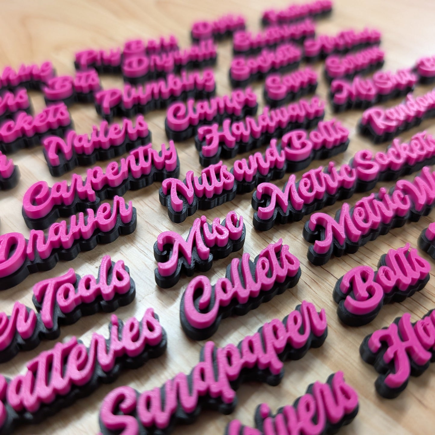 Ensemble d'étiquettes pour boîte à outils Script Mini - 42 pièces - Économique - Plusieurs choix de couleurs