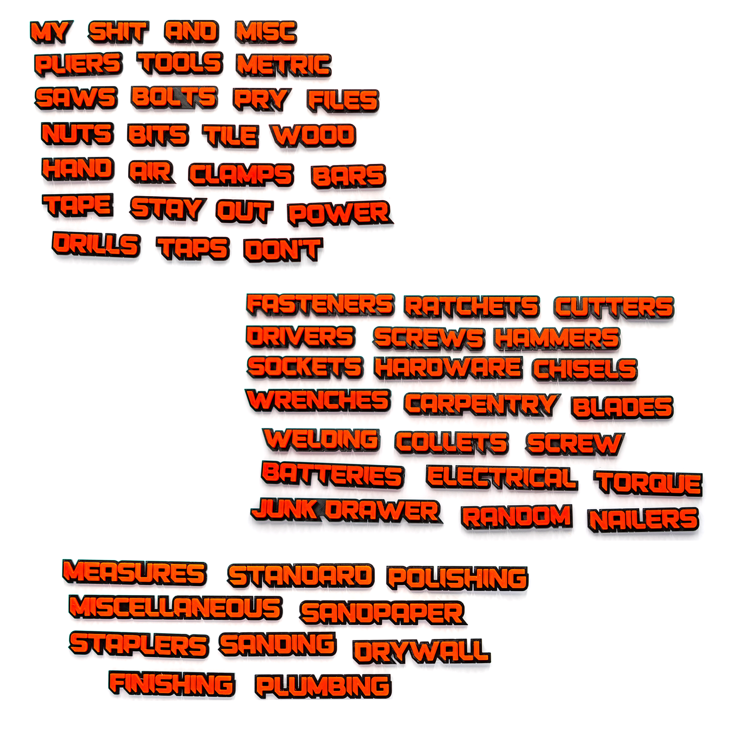 Mega Sharp Font Toolbox Label Set - 69pcs - Multiple Color Choices