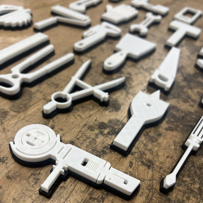 Tool Icon Mega Set - Magnetic Toolbox Badges - Multiple Colors Available - Economy