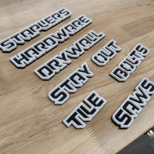 Toolbox Badges - Type Your Own - Dual Layer - Multiple Color Choices - Sharp Font